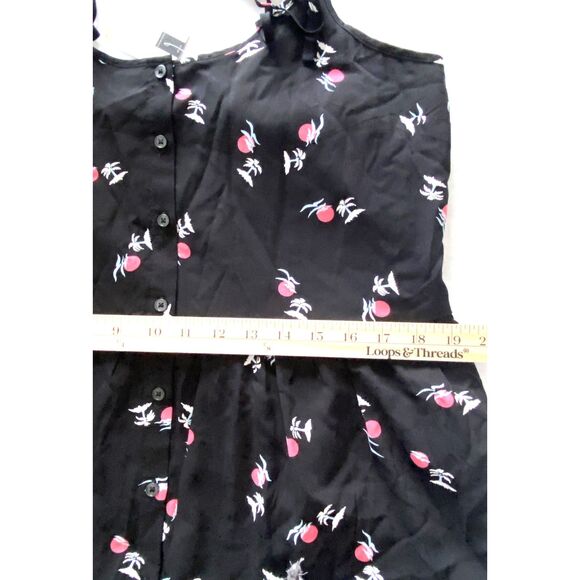 NWT Levis Black Island Print Summer Strappy Sundress Sleeveless Button Down Sz M - Picture 9 of 10